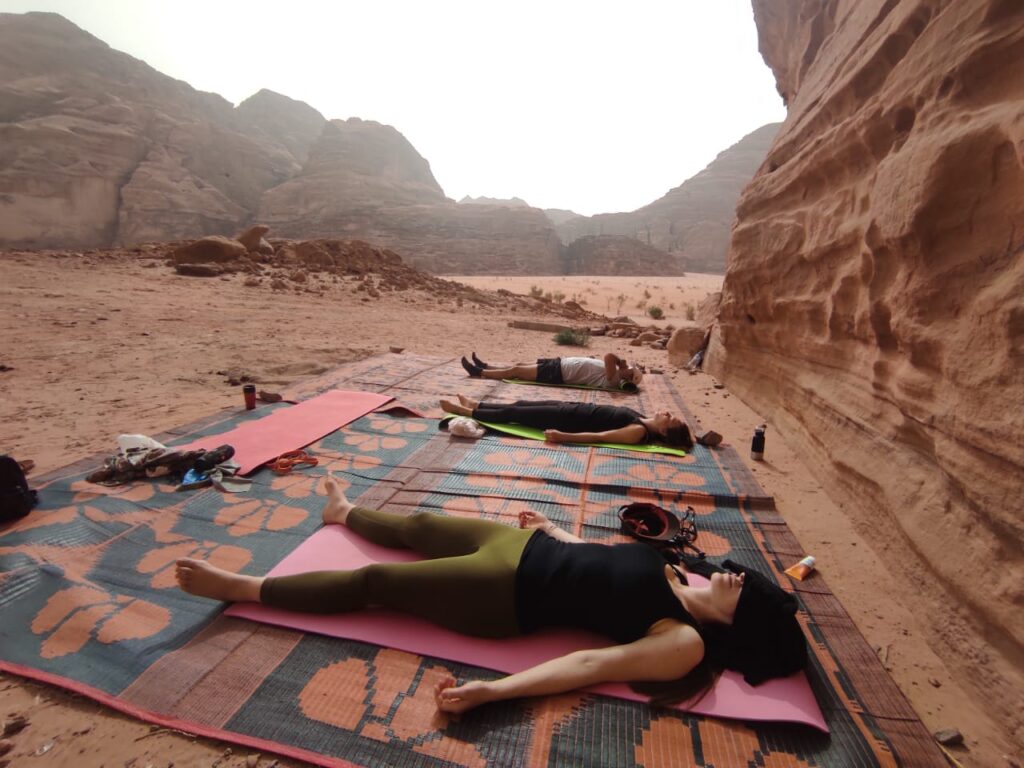 Meditation and breathing practice in Wadi Rum